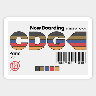 Vintage Paris CDG Airport Label Retro Travel Paris France Sticker